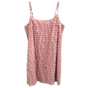 Free People Women's Blush‎ Pink Ruffle Tiered
Mini Dress  Sz L
